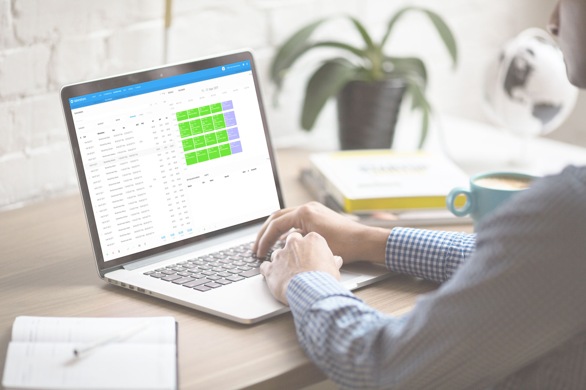 Arbeitszeiten der Mitarbeiter werden im Kalender visualisiert.